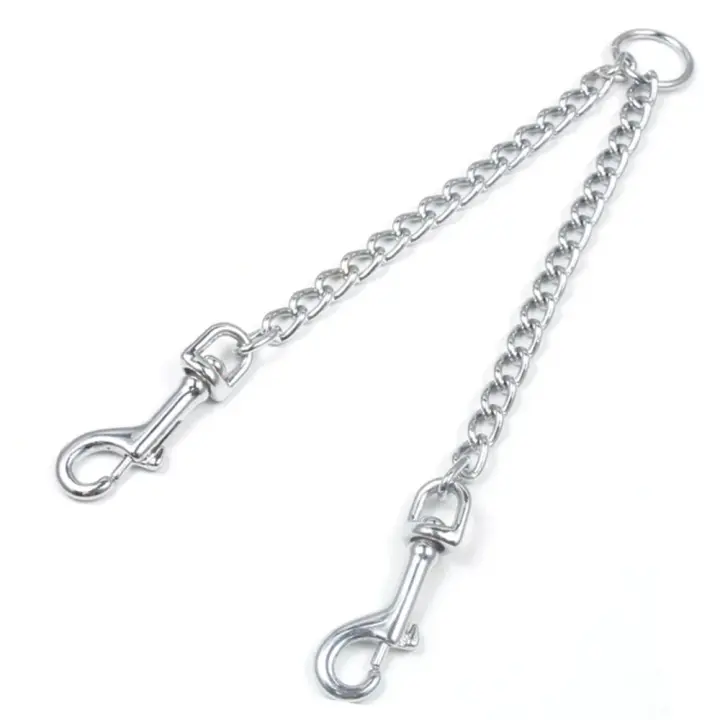 Correa Para Dos Perros De Acero Inoxidable Resistente Con Cadena De Seguridad Doble Para Caminar a Dos Perros Tamaño S/M/L/XL - 1