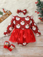 Vestido De Navidad Para Bebé Niñas Con Estampado De San Nicolás Y Manga Larga Estilo Activo Para Otoño Composición 96% Poliéster 4% Elástico - details 7