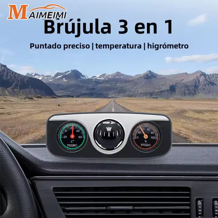 Globo De Navegación Para Coche 3 En 1 Termómetro Higrómetro Compas Medidor De Temperatura Humedad Y Dirección Accesorios Interiores De Auto Precisos - 1