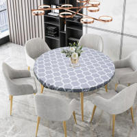 Mantel Redondo Impermeable De Plástico Con Borde Elástico Vinilo Fitted Mantel Con Espalda De Algodón Para Uso Interior Y Exterior - details 3