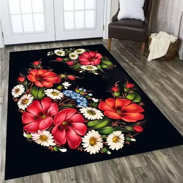 Alfombra De Techo Tema De Rosas Románticas Para Día De San Valentín Estilo Moderno Con Diseño De Flores Antifatiga Para El Hogar - 1