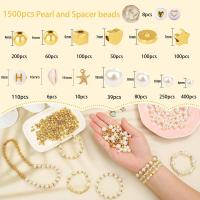 Kit De Joyería Con Perlas Imitación Y Letras Gold Alfabéticas Con Accesorios Con Espaciadores De Plata Esmaltada Y Conchas Para Creación De Joyas - details 1