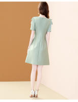 Vestido EVNISI Slim Oficina A-line Verano Mujer Elegante Verde Manga Corta Cuello O Casual Bodycon Fiesta Vestido Fairy - details 11