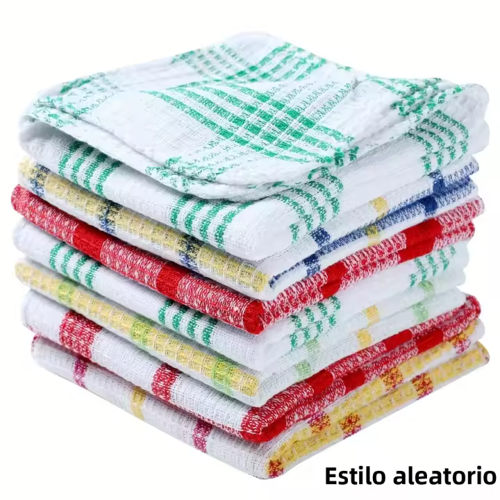 Toallas De Cocina a Cuadros 3/5/10/12pcs Doble Cara No Ablación Microfibra Absorbente Para Limpieza Doméstica Y Lavado De Platos - 1