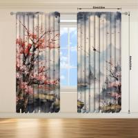 2pcs Cortina De Pared Paisajística Para Decoración De Hogar Tratamiento De Ventana Para Dormitorio Oficina Cocina Sala De Estar Con Bolsa De Rodamiento - details 14