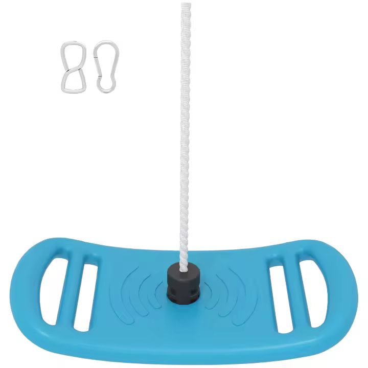 AIYAPLAY Columpio infantil para exterior e interior, asiento de columpio para interior con cuerda ajustable, mosquetón, carga máxima. 70 kg, para niños de 6 a 10 años, color azul - 1