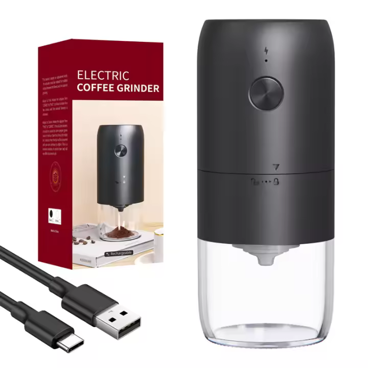 Molinillo de café Eléctrico portátil, Máquina para hacer leche de soja, Pequeño minimolinillo de café Eléctrico recargable con múltiples ajustes de Molienda - 1