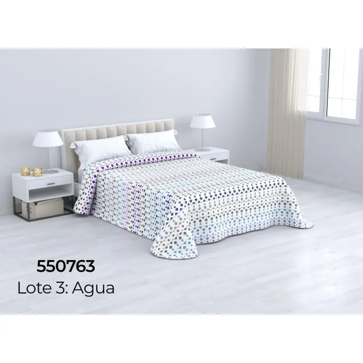 Colcha Bouti Reversible Estampada. Fina y Ligera. Extra Suave. Cama de 90,105, 135, 150. Ideal para Primavera y Verano. 100% Poliéster, Relleno Fibra Hueca. NO INCLUYE FUNDAS DE COJÍN. - 1