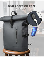 Mochila Impermeable Rolltop HK Para Hombres Y Mujeres Gran Capacidad Con Portátil Para Viajes Escuela Y Negocios Antirrobo Con USB - details 3