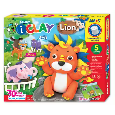 Kit completo de arcilla polimérica i-Clay para modelar un León rugiente - Juego de manualidades para niños - 1