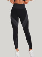 Leggings De Yoga Sin Costuras Para Mujer High Waisted Color Block Suaves Y Elásticas Transpirables Levantamiento De Glúteos Gimnasio Deportes Pantalones De Ejercicio - details 5