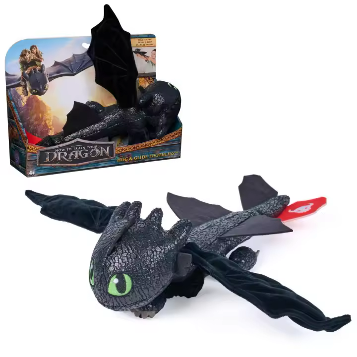 SPIN MASTER - Dreamworks Dragons - Peluche Desdentao Cómo Entrenar a tu Dragón: Vuela y Abraza - Peluche Dragón de +30 cm Furia Nocturna - 6072913 - Juguetes Niños 4 Años + - Regalo Niño 4 Años + - 1