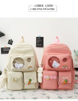 Mochila Escolar Para Niñas Teenager 5 Piezas Set Con Gran Capacidad Y Varios Bolsillos Canvas Resistente Y Versátil Para Viajes Y Estudio - details 2