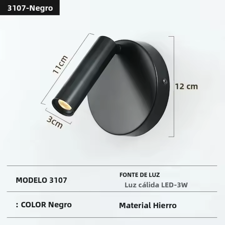 Lámpara De Pared Moderna Con Carga USB Y Luz De Lectura Plegable Rotación De 350 Grados Para Dormitorio Estudio Hotel - 1