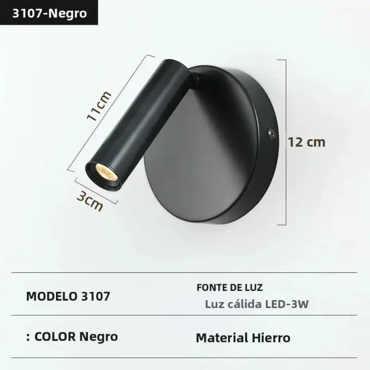 Lámpara De Pared Moderna Con Carga USB Y Luz De Lectura Plegable Rotación De 350 Grados Para Dormitorio Estudio Hotel - 1