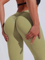 Pantalones De Yoga V-Forma Alta Rebound Levantamiento De Caderas Pleated Sudaderas Entrenamiento Correr Fitness Leggings De Yoga Para Mujer Cintura Elástica Material Poliéster Sin Bolsillos Transpirables Y Cómodos - details 20