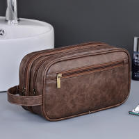 Bolsa De Viaje Para Hombres Doble Capa De Cuero PU Organizador De Baño Resistente Al Agua Para Shaving Y Cosméticos Kit Dopp Estuche De Almacenamiento - details 11