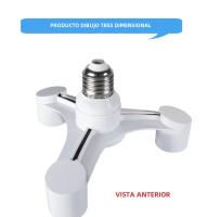 VzzUoo Adaptador Divisor De Bombilla LED E27 a 3-E27 Soporte Para Lámpara Para Estudio Fotográfico 3 En 1 Material PC+ABS - details 0