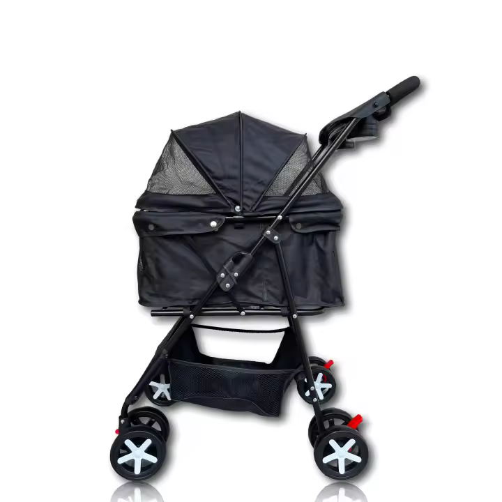 Cochecito plegable para perros pequeños con ruedas universales, cesta de almacenaje, correas de seguridad y ventanas - 1