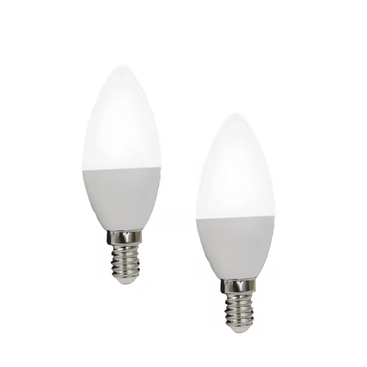 Aigostar Bombilla E14 6W LED C37  - Pack de 2 piezas. Ideal para iluminar tu hogar de manera eficiente y elegante. Ahorra energía y disfruta de una luz cálida y acogedora. - 1