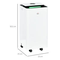 HOMCOM Deshumidificador Eléctrico 10L/día Depósito de Agua 2,5L Deshumidificador de Aire Silencioso con 5 Modos 2 Velocidades Pantalla LED Temporizador para Dormitorio Salón 25x25x50,5 cm Blanco - details 2