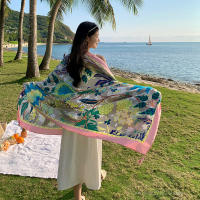 Bufanda De Playa Bohemia Para Mujer Pashmina Floral Estilo Fashion Verano Hijab Envoltura Echarpe Decorativa Polyester Sin Costuras - details 7