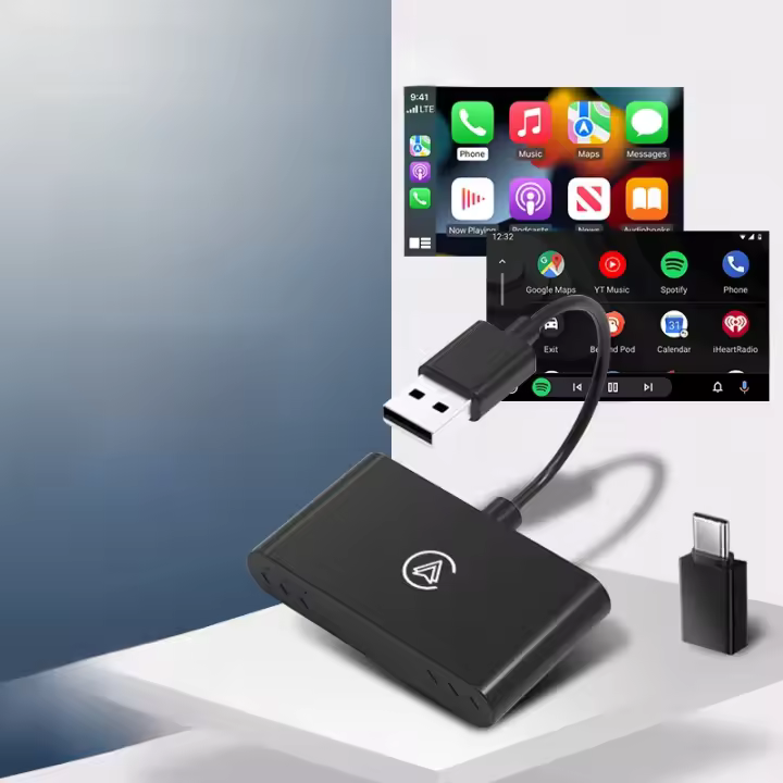 Mini Adapador De Coche Sin Cable Para Wireless Carplay Android Auto Con Puerto Tipo C Navegación Plug And Play AI - 1