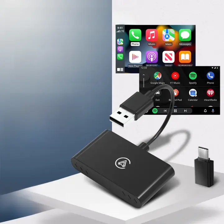 Mini Adapador De Coche Sin Cable Para Wireless Carplay Android Auto Con Puerto Tipo C Navegación Plug And Play AI - 1
