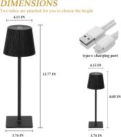 Lámpara De Mesa LED Táctil Clásica Recargable Sin Cable 3 Colores Ajustables Para Habitación Hotel Restaurante Bar - details 4