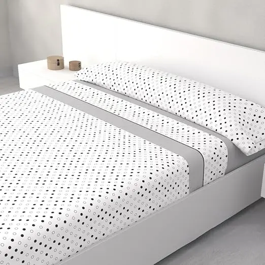 Juego de sábanas ligero, suave, fresco. Azul, Rosa, Gris, Verde. Juego de Cama 100% Microfibra tacto Satén. Cama de 90. Primavera, Verano. Dormitorio Elegante, Alegre, Colorido,Luz - 1