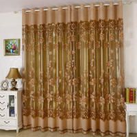 Cortinas De Tulle Rojo Con Flores Y Hojas Transparentes Para Decoración De Sala De Estar Y Dormitorio Cortinas Voile Organza De Doble Capa Para Ventana - details 2