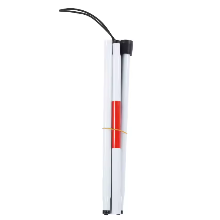 Bastón Para Ciegos Plegable Reflectante Blanco Y Rojo Para Personas Con Visión Impared Aluminio Antideslizante T-Mano Viajes Y Senderismo - 1