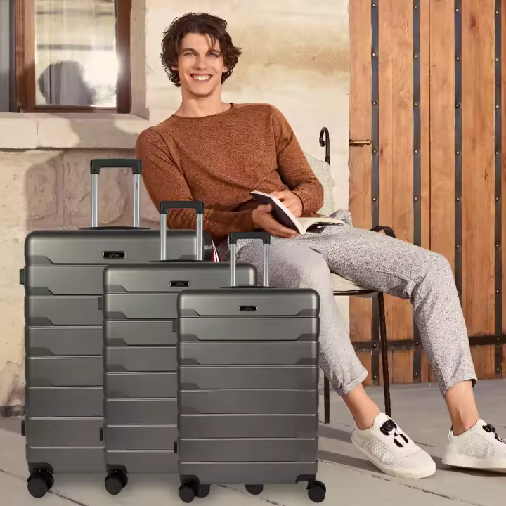S7 STAR LG61296-LG61301 Juego 3 Piezas Maleta ABS  Color Puro de Viaje, Set 3pcs Cabina Equipaje Rígida Resistente con Mango Ajustable, Duradero  Neceser Maleta Ligero con 4 Ruedas Dobles Giratorias 360° - 1