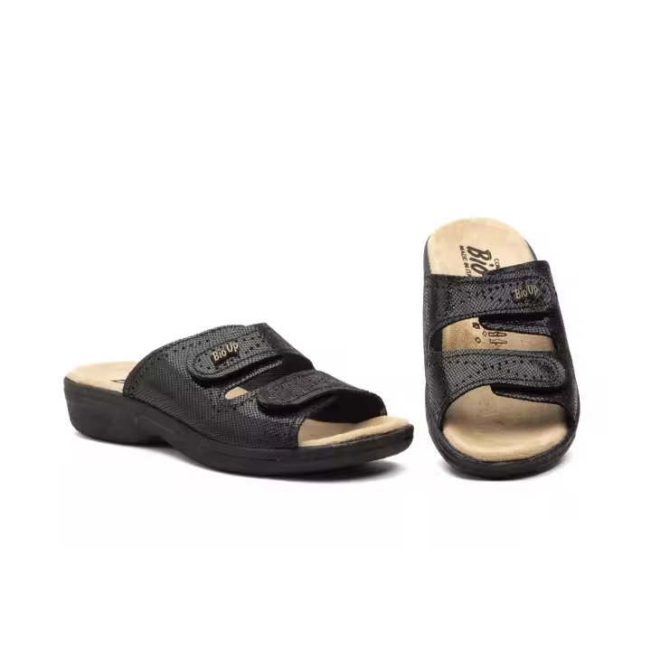 Bioup Zuecos Mujer Piel Beige Velcro | Plantilla Especial | Muy Cómoda y Acolchada - 1