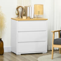 HOMCOM Cómoda 3 Cajones, Cómoda Dormitorio sin Tiradores, Cajonera para Salón, Oficina, Estilo Moderno, 70x37x75 cm, Blanco - details 1