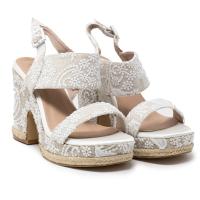 Sandalias plataforma mujer KTEY 523 BETH SANDALIA TACON YUTE ENCAJE BLANCO 28643 23V - details 0