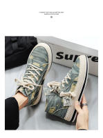 Zapatos De Lona Para Hombre Con Cordones Estilo Clásico Casual Altas Mocasines De Caminar Juvenil Rundown Para Cricket - details 2