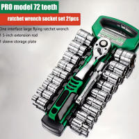 Juego De Llaves De Fijación Drive CR-V Métricas E Imperiales Con Llave De Liberación Rápida 72 Dientes pro Model 1/4''-3/8''-1/2'' - details 0