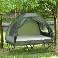 Cama de camping Elevada con Tienda de cúpula y colchón de aire with Bomba, tafetán, Green, dimensiones 193x136x178 cm para Aventuras al Aire Libre - details 0