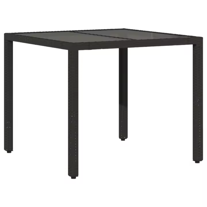 Mesa de Jardín superficie De Vidrio Negro 90x90x75 cm - 1