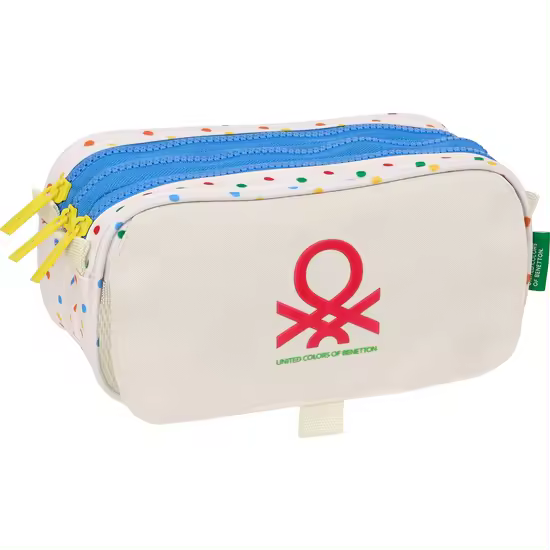 Safta - Estuche BENETTON "TOPITOS" Triple Compartimiento 10x21,5cm Diseño Exclusivo - Estuche BENETTON "TOPITOS" Multifuncional para Niños y Adultos - 1