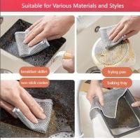 10pcs Paño De Limpieza Mágico Con Alambre De Plata Esponja Integrada Microfibra Gruesa Para Cocina Ropa De Limpieza De Acero - details 6