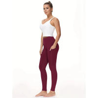 High Waist Yoga Pantalones Con Bolsillos Control De Abdomen Para Mujer Leggings De Yoga Y Correr Talla True Ankle-Length Polyester - details 13