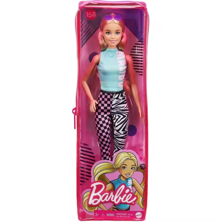 Barbie Fashionista Muñeca rubia con top Malibu, leggings con dos estampados y accesorios de moda Nº 158  Mattel GRB50 - 1