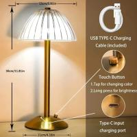 Lámpara De Mesa Retro De Cristal Portátil Con Tacto 3 Colores Para Decoración De Sala De Estar Cocina Y Comedor Fuente De Luz LED Regulable Batería Recargable Incluida - details 5