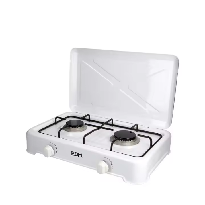 Cocina de Gas Butano EDM Portátil Esmaltada 2 Hornillos - 1