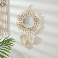 Espejos de pared de macramé hechos a mano que cuelgan con flecos para Apartamento, Sala de estar, Dormitory, Dormitory, Espejo de pared Moderno para decoración del Hogar - details 3
