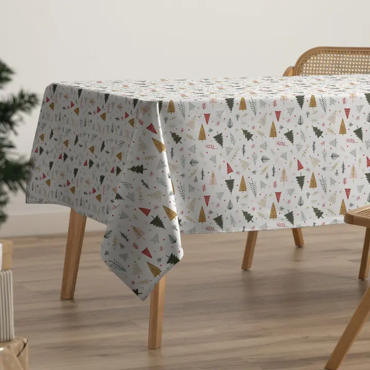 Gamusi Mantel navidad antimanchas algodón estampado impermeable tacto tela BIRCH - 1