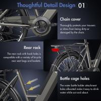 Bicicleta eléctrica de ciudad Fafrees F26 Pro de 26 pulgadas con cuadro bajito, bicicleta eléctrica 25 km/h, motor de 250 W, batería incorporada extraíble de 36 V 14.5 Ah, 7 velocidades Shimano, frenos de disco dobles, conectividad a aplicación - Dorado - details 8