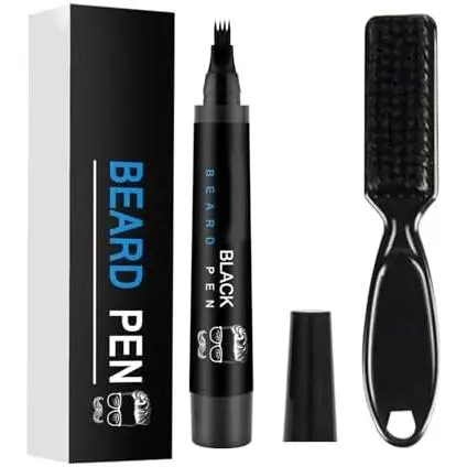 Bolígrafo para barba Bozento, relleno de barba Bozento, bolígrafo impermeable para barba para hombres, forma de reparación de bigote, cobertura duradera, barba de aspecto natural, forma de reparación de barba para hombres para crear barba natural - 1